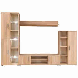 Meuble tele buffet TV television design pratique avec lumieres LED chene sonoma marron