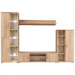 Meuble tele buffet TV television design pratique avec lumieres LED chene sonoma marron