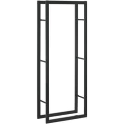 Helloshop26 - Range-bûches pour usage intérieur extérieur porte-bûches design support rangement bois de chauffage en acier 60 x 25 x 150 cm noir