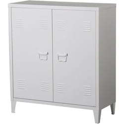 Casier de bureau armoire meuble de rangement pour bureau atelier chambre acier de bureau métallique à 2 portes 90 x 80 x 33 cm blanc