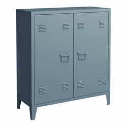Casier de bureau - Métal - 2 portes - 90 x 80 x 33 cm - Gris-bleu - Design contemporain