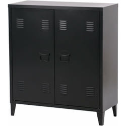 Casier de bureau armoire meuble de rangement pour bureau atelier chambre acier de bureau métallique à 2 portes 90 x 80 x 33 cm noir mat