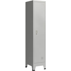 Helloshop26 - Casier de bureau armoire meuble de rangement pour bureau atelier chambre acier métallique avec 1 porte acier laqué 180 x 38 x 45 cm gris