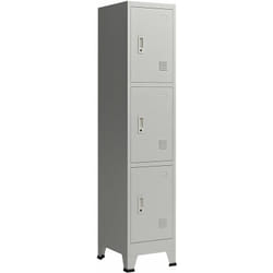 Helloshop26 - Casier de bureau armoire meuble de rangement pour bureau atelier chambre acier métallique avec 3 portes acier laqué 180 x 38 x 45 cm