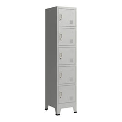 Casier de bureau armoire meuble de rangement pour bureau atelier chambre acier metallique avec 5 portes acier laque 180