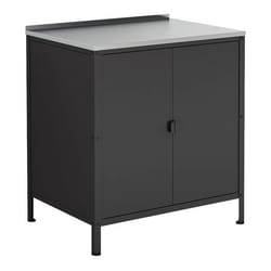 Armoire de jardin - Notre - 92 x 80 x 50 cm - Acier laqué - Noir mat - 2 étagères