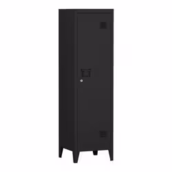 Armoire à casier métallique - Non spécifié - 137 x 38 x 38 cm - Noir - 3 compartiments - Verrouillable