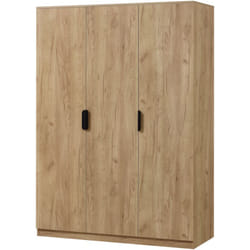 Armoire de chambre garde-robe moderne meuble de rangement intemporel 1 penderie 4 étagères mdf 176 x 120 x 52 cm effet chêne
