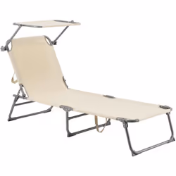 Chaise longue avec pare-soleil Ce transat de plage et de jardin vous offre la place parfaite pour prendre un bon bain de sole ...
