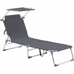 Chaise longue avec pare-soleil Ce transat de plage et de jardin vous offre la place parfaite pour prendre un bon bain de sole ...
