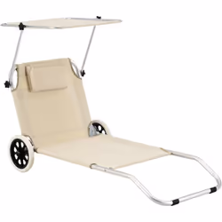 Chaise longue à roulettes Ce transat de plage et de jardin vous offre la place parfaite pour prendre un bon bain de soleil. I ...