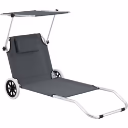 Chaise longue à roulettes Ce transat de plage et de jardin vous offre la place parfaite pour prendre un bon bain de soleil. I ...
