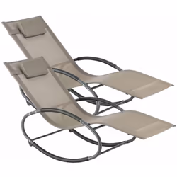 Lot de 2 transats à bascule de jardin Ces fauteuils à bascule élégants et confortables vous offrent la détente parfaite grâce ...