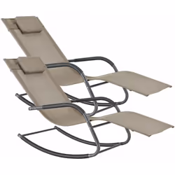 Lot de 2 transats à bascule de jardin Ces fauteuils à bascule élégants et confortables vous offrent la détente parfaite grâce ...