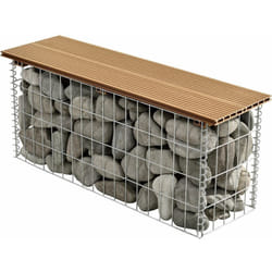 Helloshop26 - Banc de jardin gabion 100 x 30 x 5 cm marron clair teck