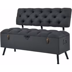 Banquette de rangement Cette banquette décorative et rembourrée avec dossier est un accessoire parfait de votre maison. D'aut ...