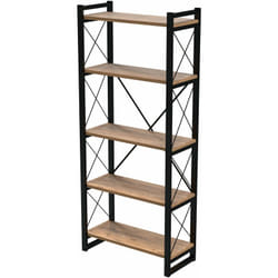 Helloshop26 - Bibliothèque design pour salon étagère style original à 5 niveaux 180 x 65 x 30 cm effet bois noir