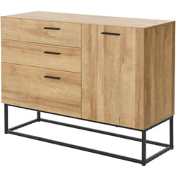Buffet métal 75 x 100 x 35 cm noir effet chêne
