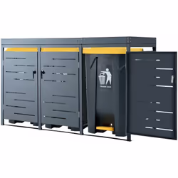 Cache poubelle extérieur Ce box pour poubelle en acier galvanisé est une solution parfaite pour abriter vos conteneurs de col ...