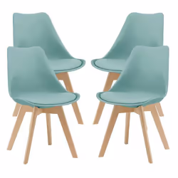 Chaises de salle à manger - Design Scandinave - Lot de 4 - Similicuir - Hêtre - Menthe