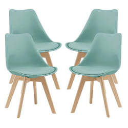 Chaises de salle à manger - Design Scandinave - Lot de 4 - Similicuir - Hêtre - Menthe