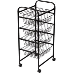 Chariot de cuisine roulant 87 x 41 x 31,5 cm avec 4 paniers noir