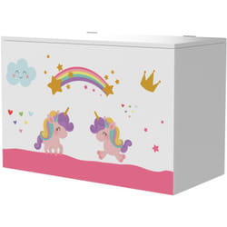 Coffre de rangement pour enfant 40 x 60 x 30 cm blanc / violet / rose