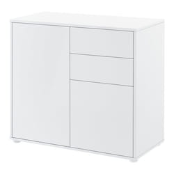 Commode avec 2 tiroirs 2 portes 74 x 79 x 36 cm blanc brillant