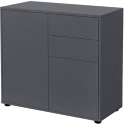 Commode avec 2 tiroirs 2 portes paarl 74 x 79 x 36 cm gris foncé mat