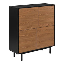 Commode stylee meuble de rangement pratique gnosjö a 4 portes 93 x 80 x 30 cm noir effet bois fonce
