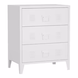 Commode stylee meuble de rangement pratique metallique acier 72 x 60 x 40 cm blanc