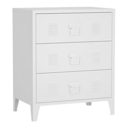 Commode stylee meuble de rangement pratique metallique acier 72 x 60 x 40 cm blanc