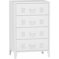 Commode stylée meuble de rangement pratique métallique hämeenlinna avec 4 tiroirs acier 92 x 80 x 40 cm blanc