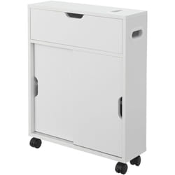 Meuble de rangement pour salle de bain 67 x 52 x 17 cm à portes coulissantes blanc