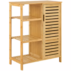 Meuble de rangement pour salle de bain Ce meuble de rangement élégant est doté d'une porte et des surfaces de rangement prati ...