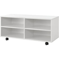 Meuble de rangement à roulettes 90 x 35 x 41 cm blanc brillant