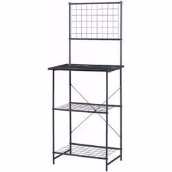 Étagère de cuisine Cette étagère autoportante stylée et pratique contient un plan de travail et 2 tablettes à grille. Descrip ...