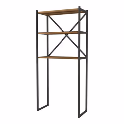 etagere de salle de bain a 2 compartiments de rangement 160 x 66 x 34 cm effet noyer