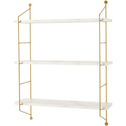 Helloshop26 - tagère murale à 3 niveaux 48 x 15 x 64 cm effet marbre blanc