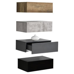 Lot de 4 etageres murales pour chambre avec 4 tiroirs couleurs differentes 46 x 30 x 15 cm