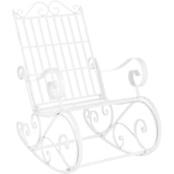 Helloshop26 - Fauteuil à bascule de jardin vintage métal 92 x 59 x 90 cm blanc