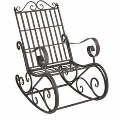 Helloshop26 - Fauteuil à bascule 92 x 59 x 90cm vert foncé patine grise claire