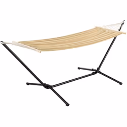 Hamac avec cadre en acier Avec ce hamac confortable, préparez-vous à une détente absolue. Profitez pleinement de vos siestes  ...