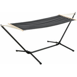 Hamac avec cadre surte acier coton polyester 200x100 cm noir gris foncé