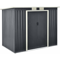 Helloshop26 - Abri de jardin toit en appentis 213 x 130 x 173 cm tôles en acier galvanisées gris foncé