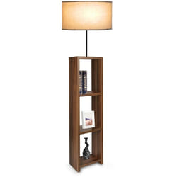 Helloshop26 - Lampadaire lampe lumière luminaire redditch avec étagère hauteur 150 cm E27 effet bois / noir / beige