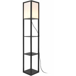 Helloshop26 - Lampadaire lampe lumière luminaire stapleford avec étagère E27 hauteur 160 cm noir blanc