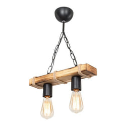 Lustre - Hemel - Suspension métal bois - Hauteur 44 cm - 2 x E27 - Design contemporain