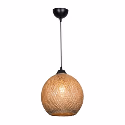 Lustre - Non spécifié - Suspension - Corde de jute - Hauteur 65 cm - E27 noir/naturel