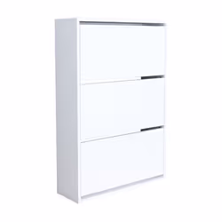 Meuble à chaussures - Blanc - 3 tiroirs inclinables - Rangement pour 18 paires - Dimensions 110x74x24 cm